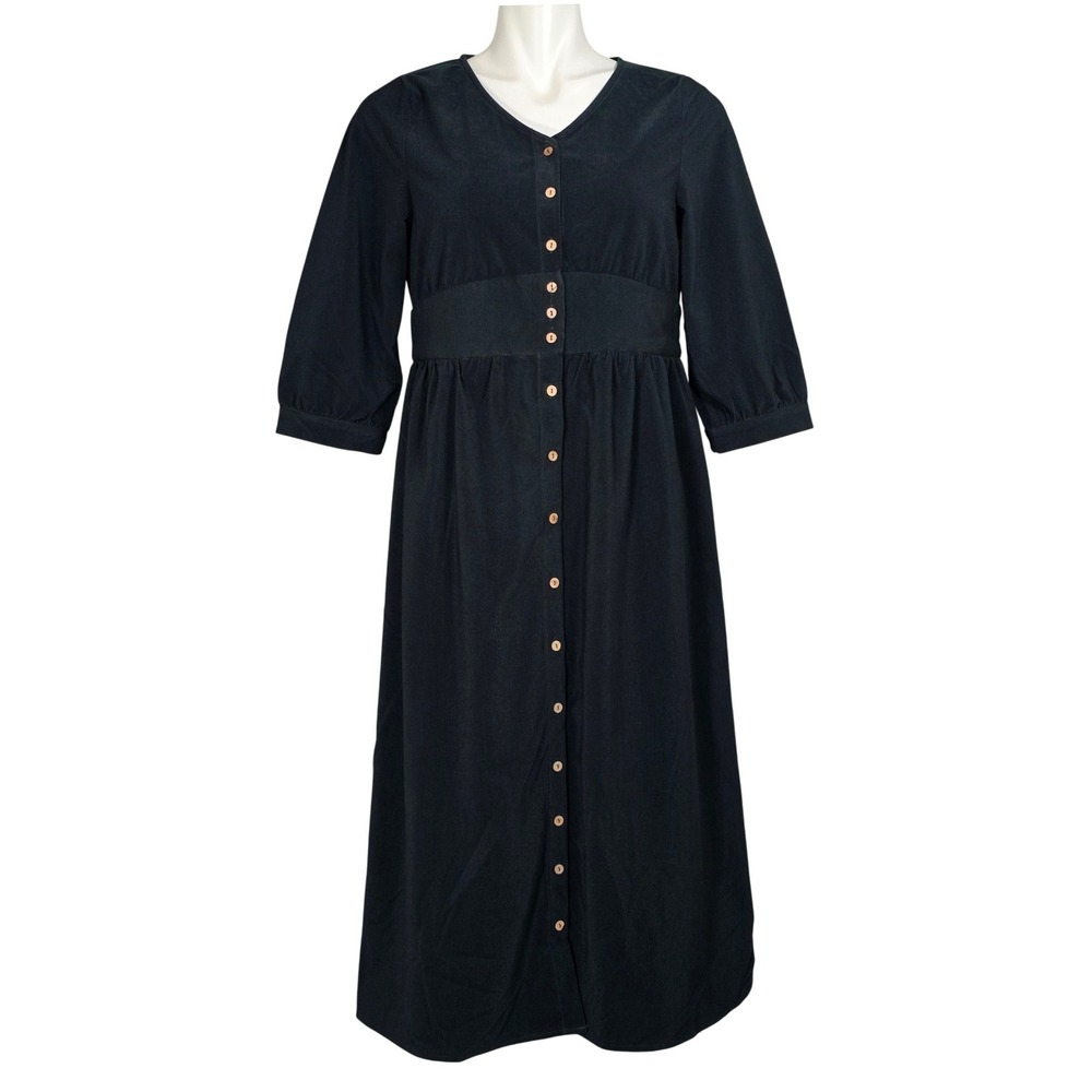 NWT Hidden Alley Women's Corduroy V Neck Midi Dress Dark Forest Green M